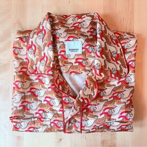 Burberry Silk Tiger-Print Lunar New Year 2022 Shirt in Red, Tan & Cream, Rare